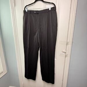 Brooks Brothers 346 Pants Mens 35x32 Black 100% Wool Pleated Cuffed Dressy